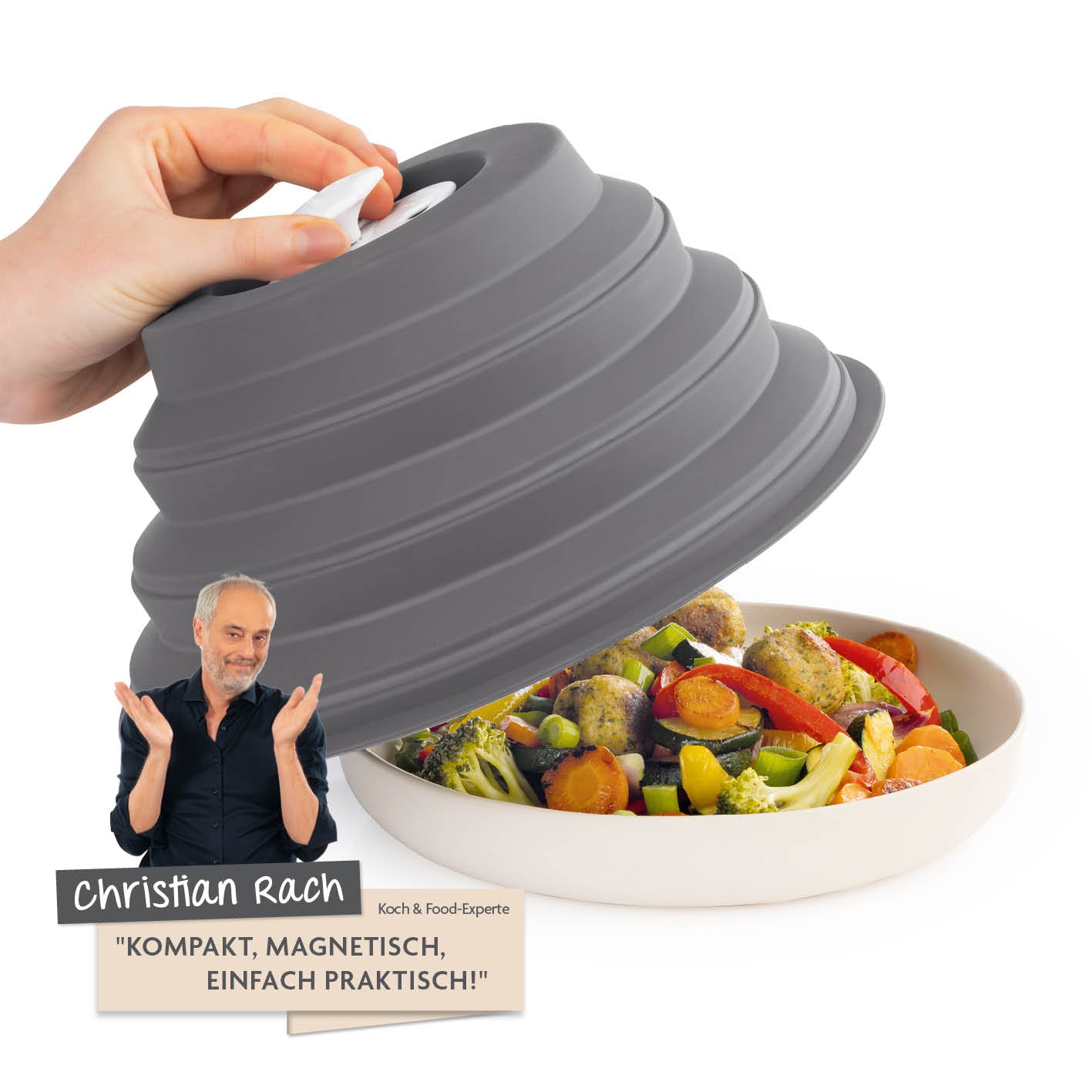 Faltbare Mikrowellenhaube mit Magnet