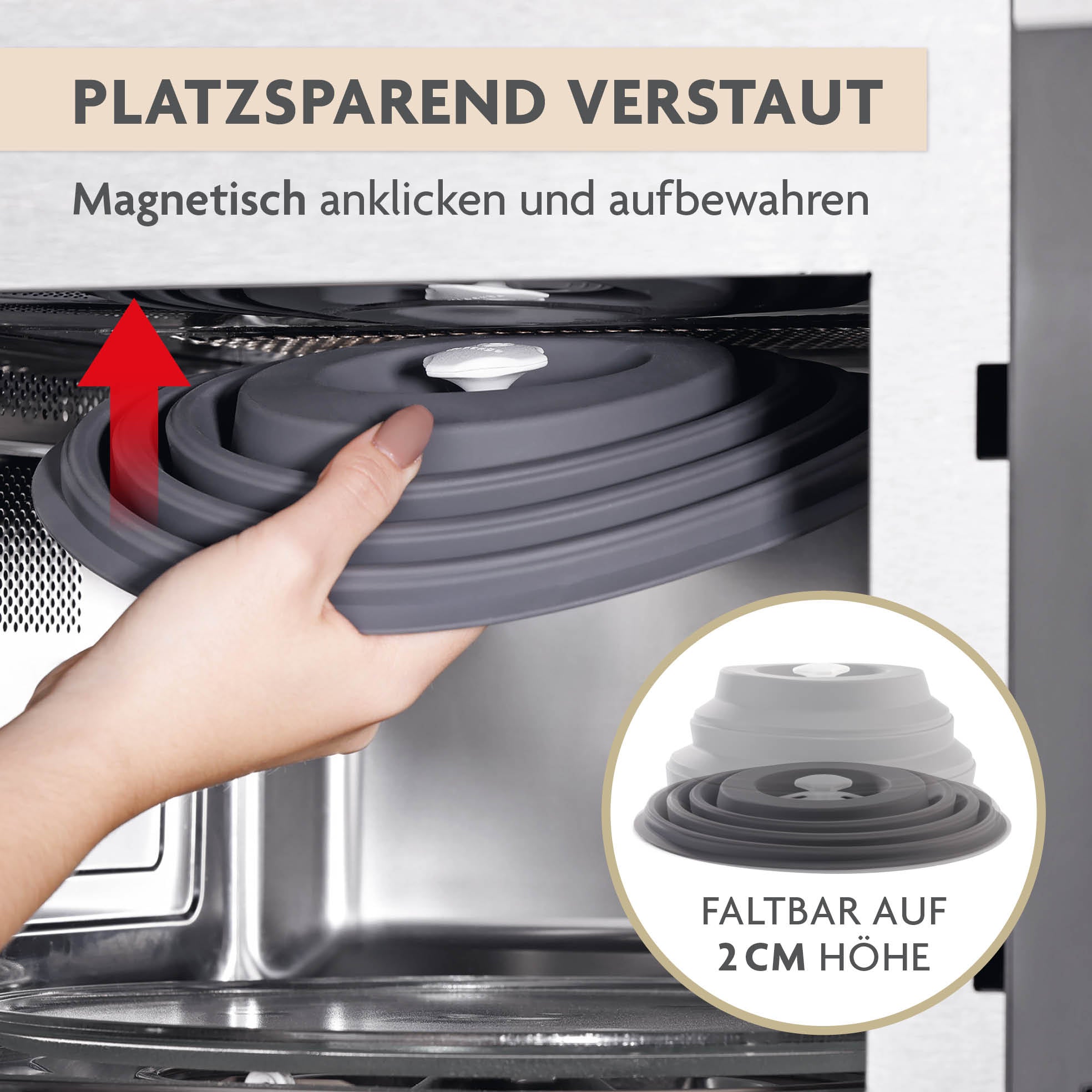 Faltbare Mikrowellenhaube mit Magnet