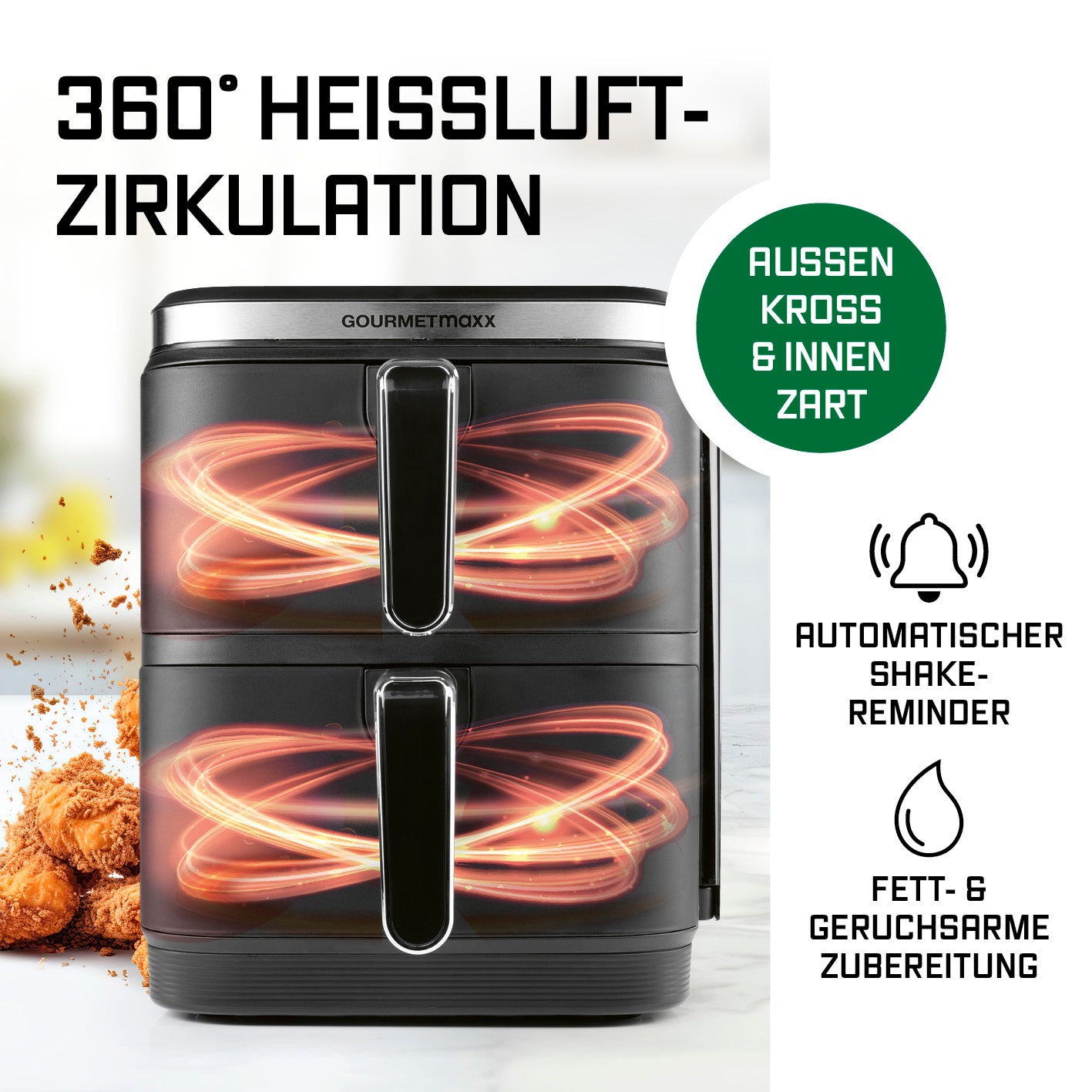 FryUp Heißluft-Fritteuse mit Form (rechteckig)