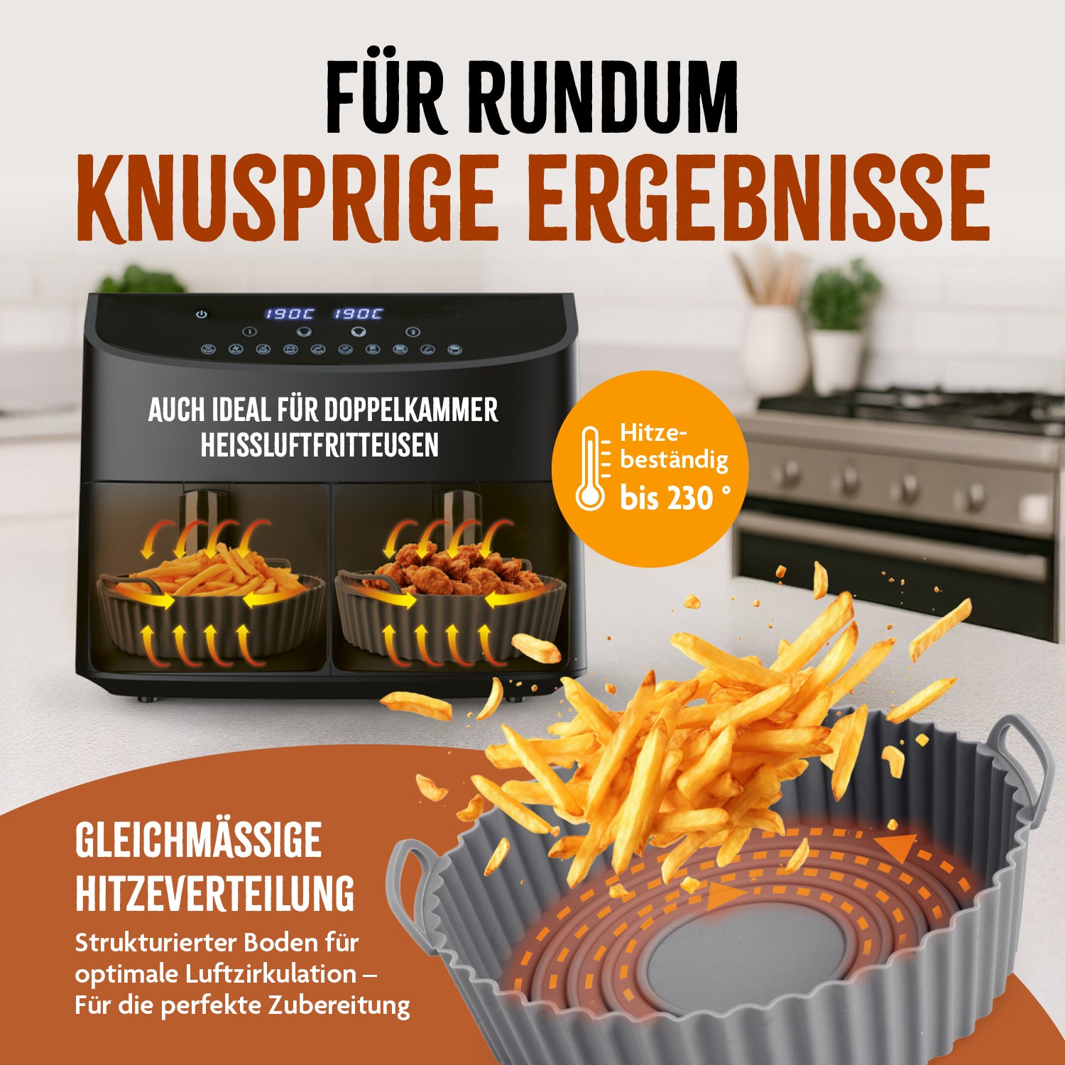 Silikonform für Heißluft-Fritteuse (rund)