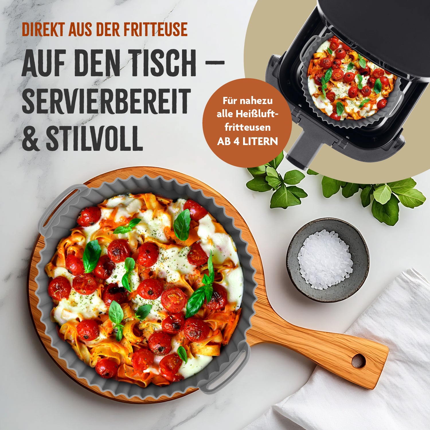 Silikonform für Heißluft-Fritteuse (rund)