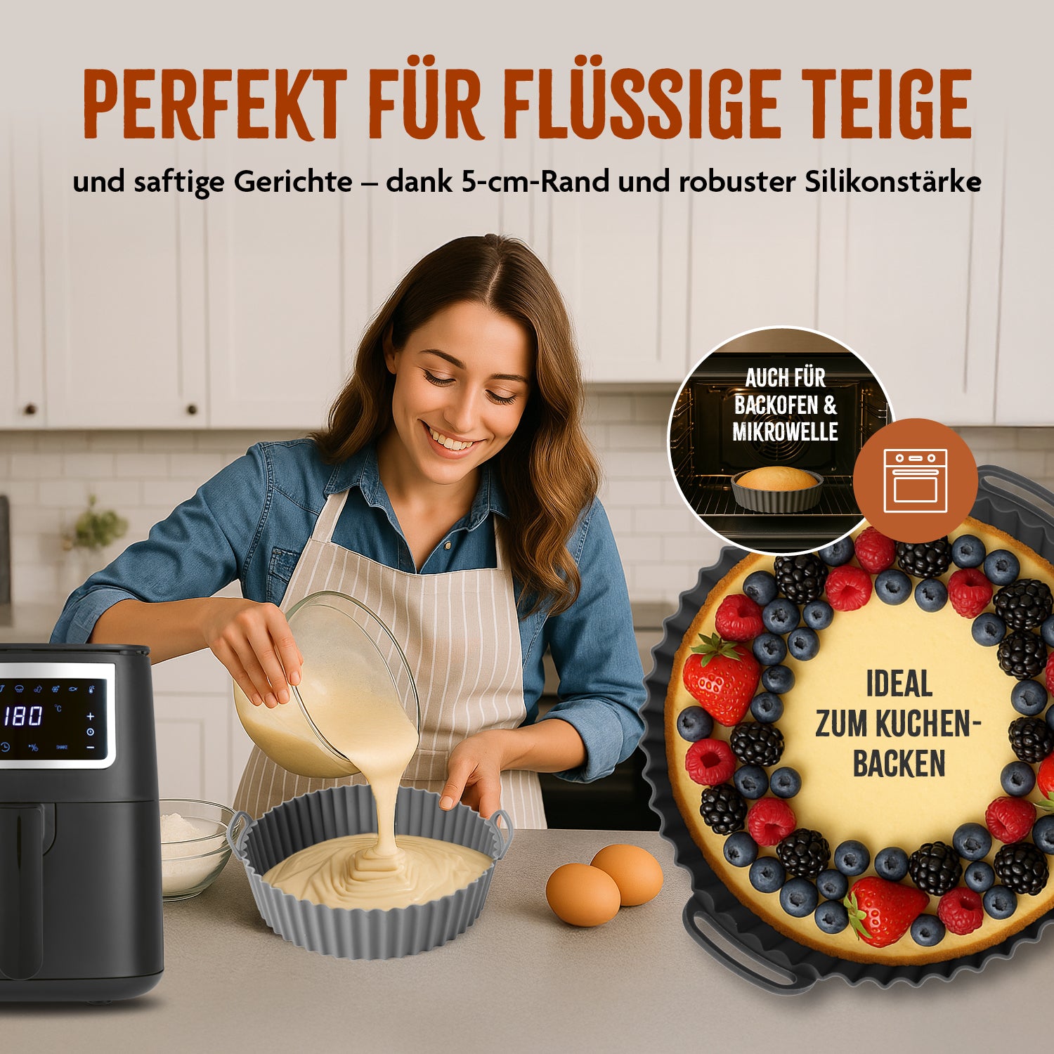 Silikonform für Heißluft-Fritteuse (rund)