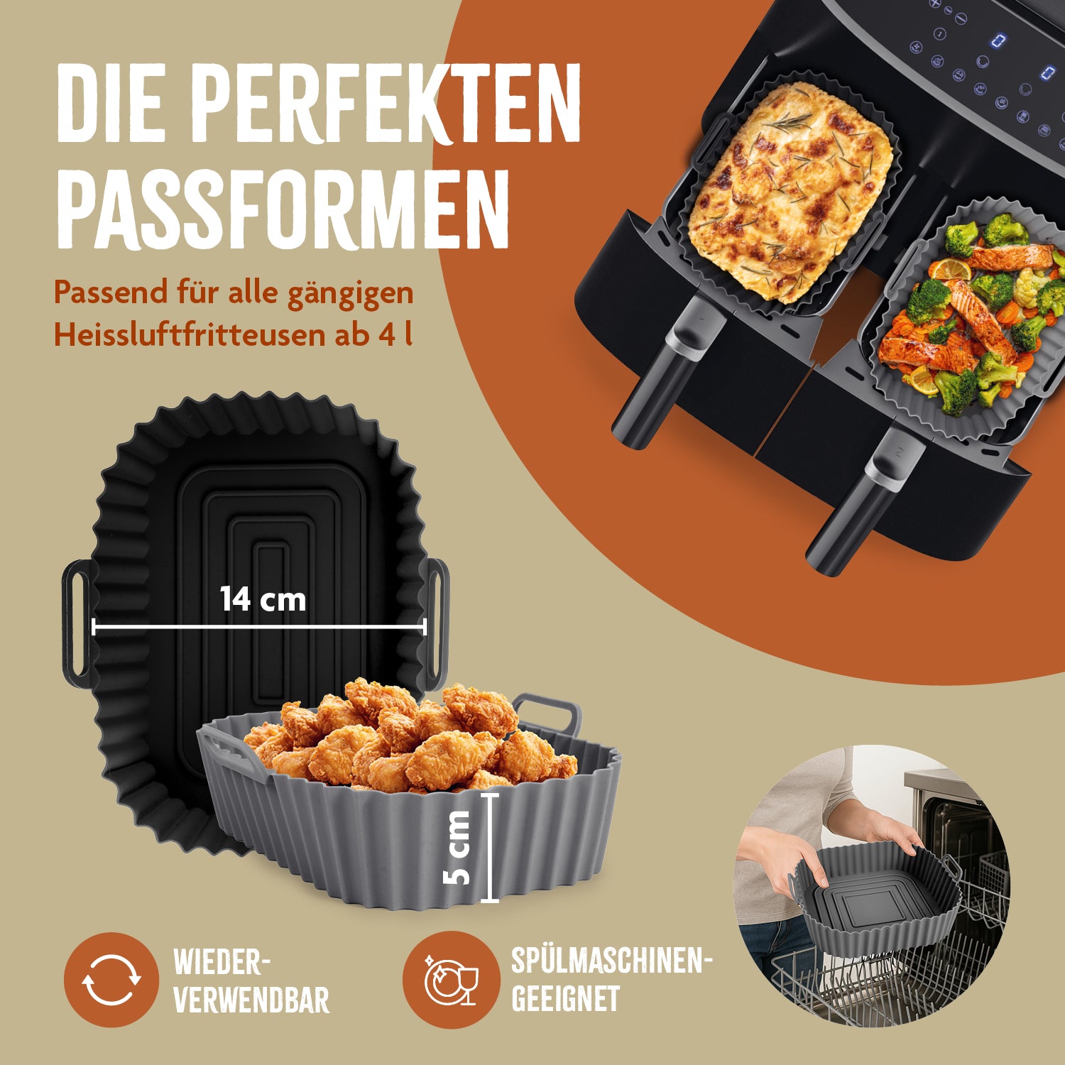 Silikonform für Heißluft-Fritteuse (rechteckig)