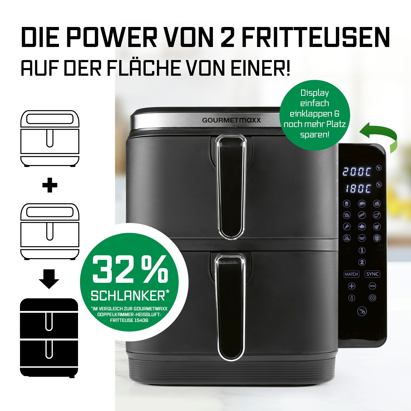 FryUp Heißluft-Fritteuse mit Form (rechteckig)