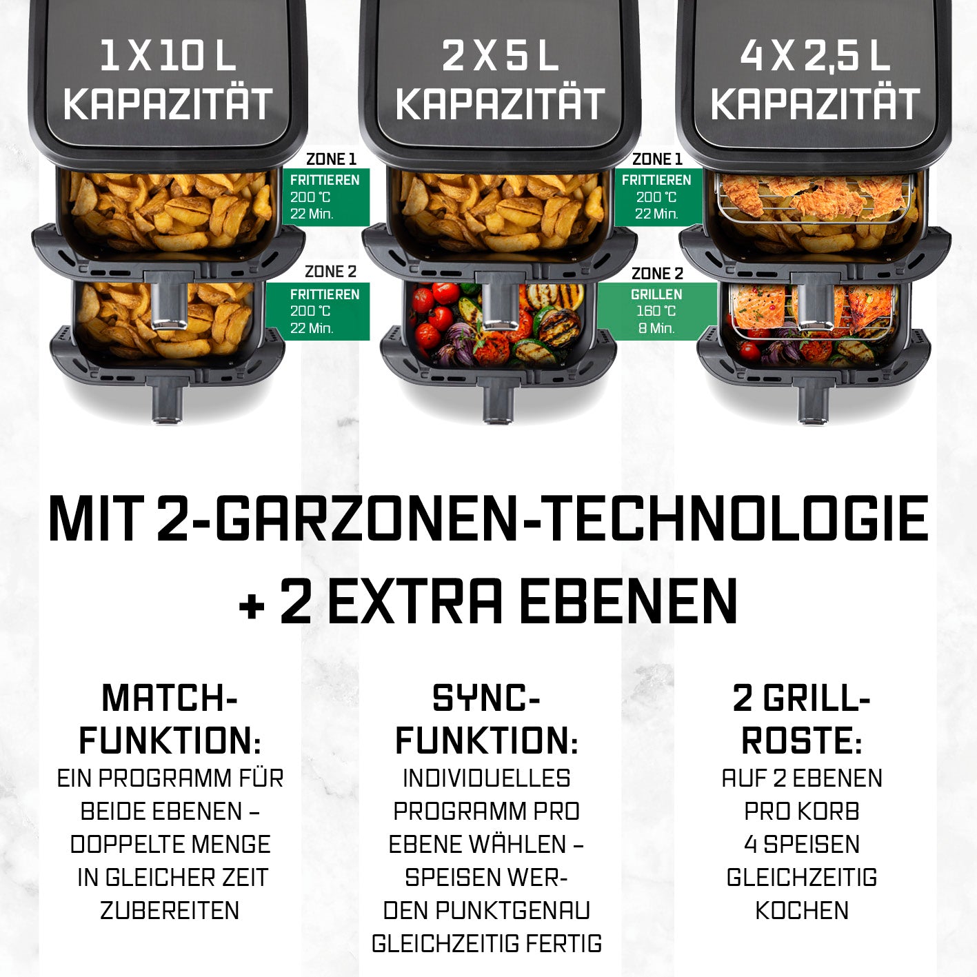 FryUp Heißluft-Fritteuse mit Form (rechteckig)