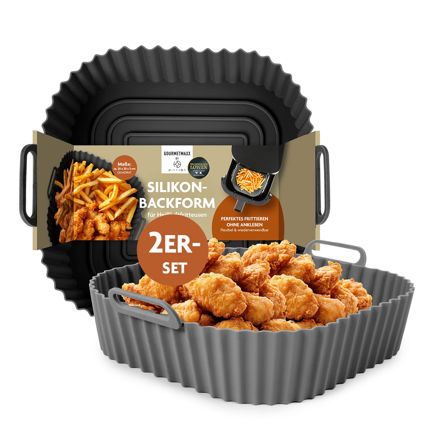 Silikonform für Heißluft-Fritteuse (quadratisch)