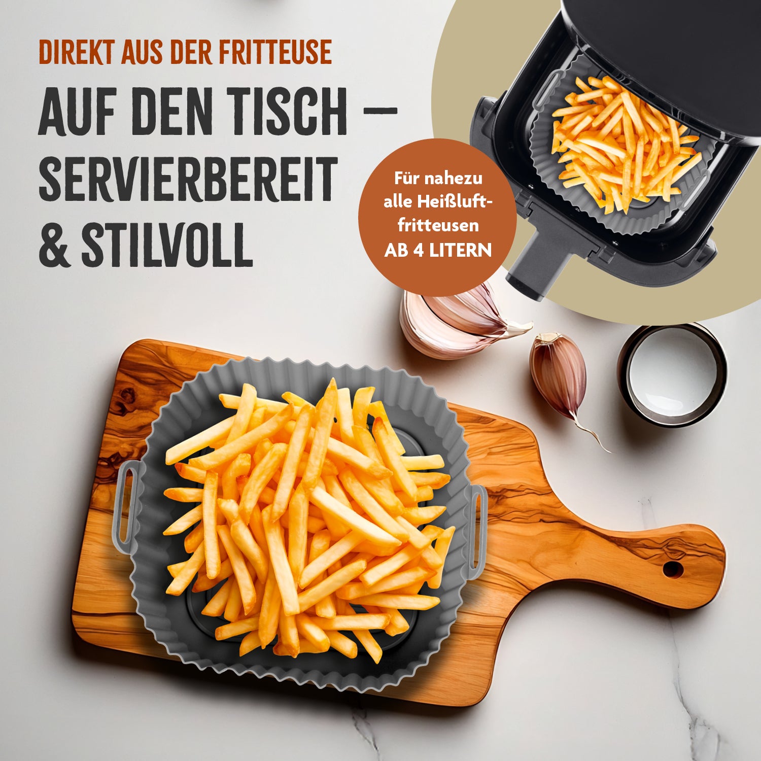 Silikonform für Heißluft-Fritteuse (quadratisch)