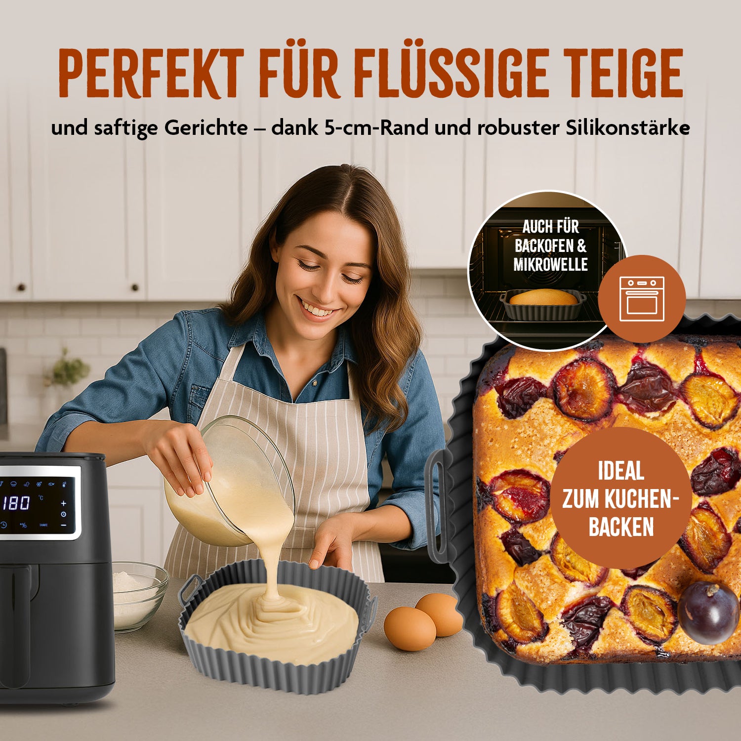 Silikonform für Heißluft-Fritteuse (rechteckig)